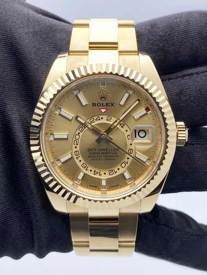 Rolex Sky-Dweller 326938 Champagne Dial Mens Watch Box Papers - Watches