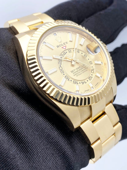Rolex Sky-Dweller 326938 Champagne Dial Mens Watch Box Papers - Watches