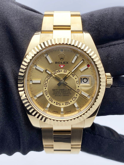 Rolex Sky-Dweller 326938 Champagne Dial Mens Watch Box Papers - Watches