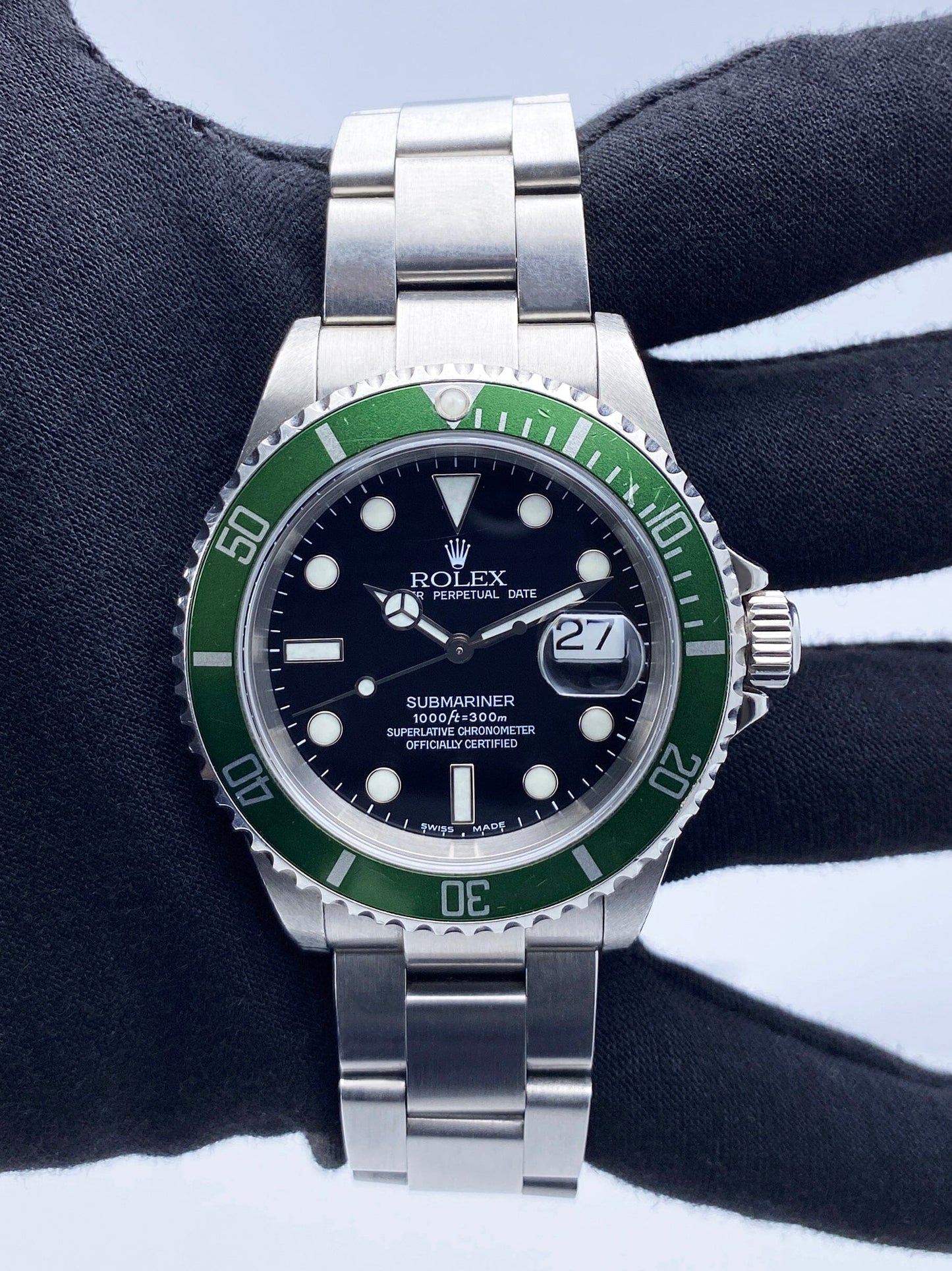 Rolex Submariner 16610LV Kermit Bezel Flat 4 Mens Watch