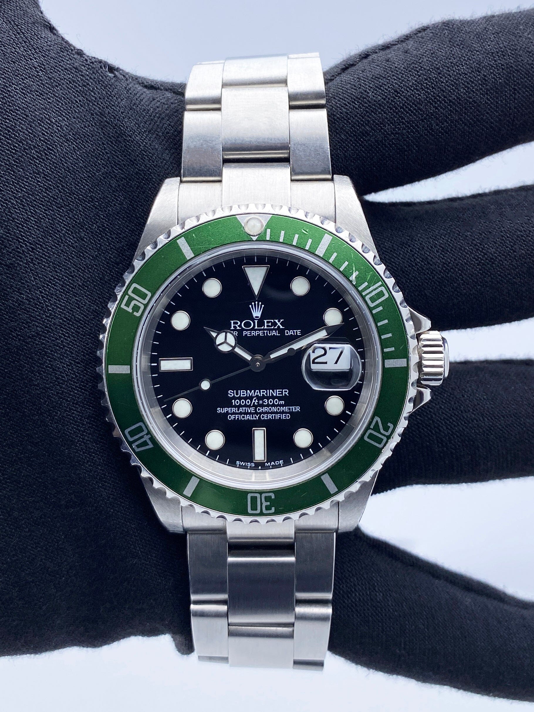 Rolex Submariner 16610LV Kermit Bezel Flat 4 Mens Watch