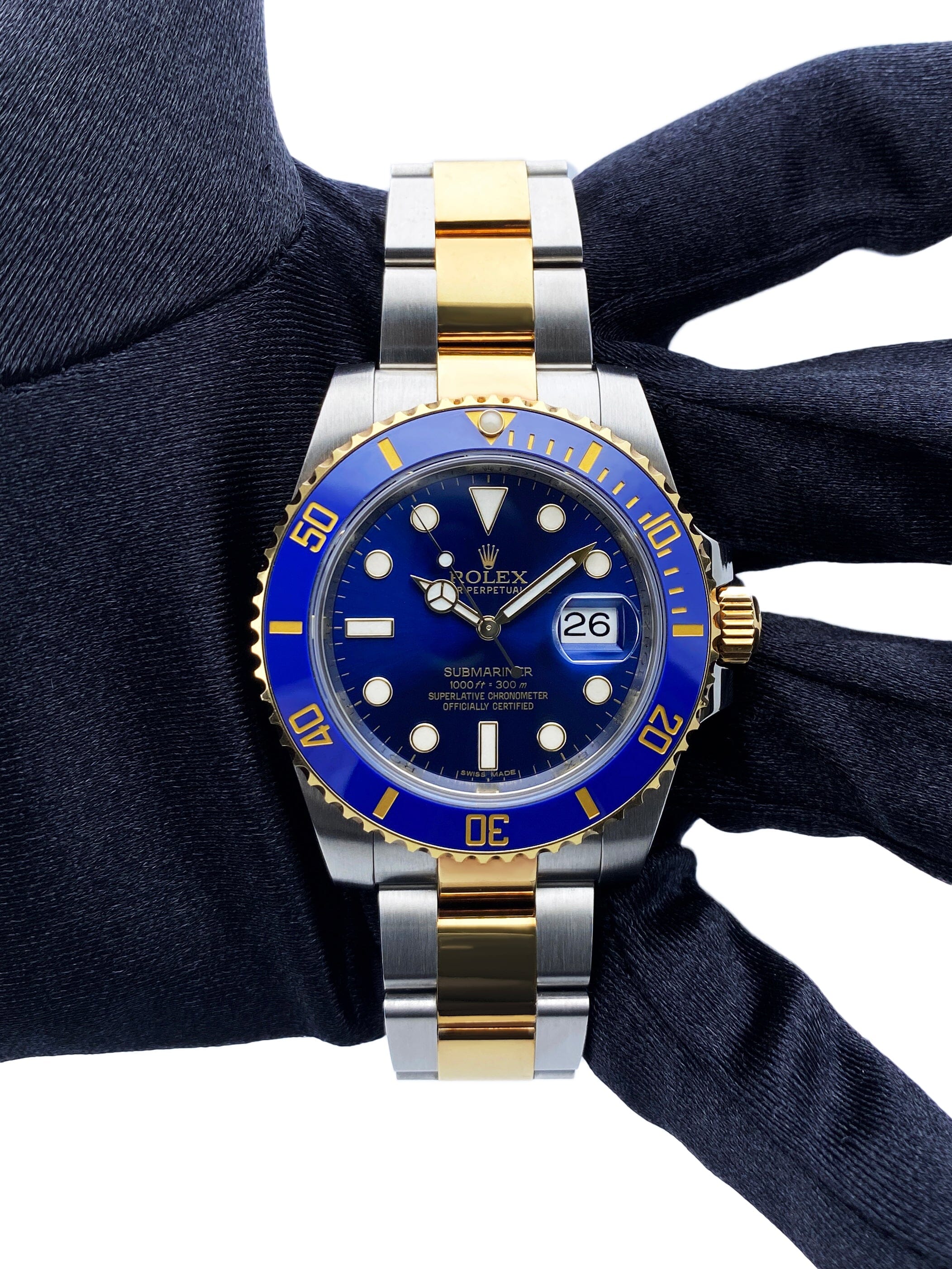 rolex submariner blue dial two tone