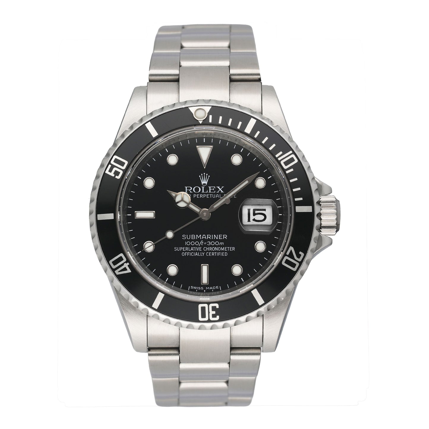 Rolex Submariner Date 16610 Engraved Rehaut Mens Watch Box Papers - Watches