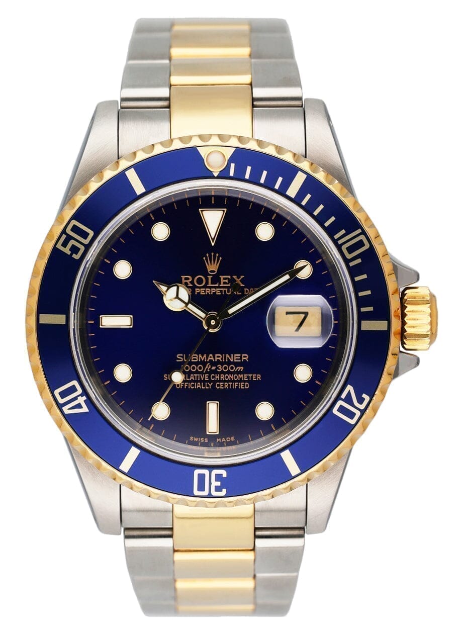 Rolex Submariner Date 16613 Blue Dial Mens Watch Box Papers - Wristwatch