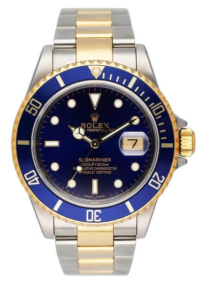 Rolex Submariner Date 16613 Blue Dial Mens Watch Box Papers - Wristwatch