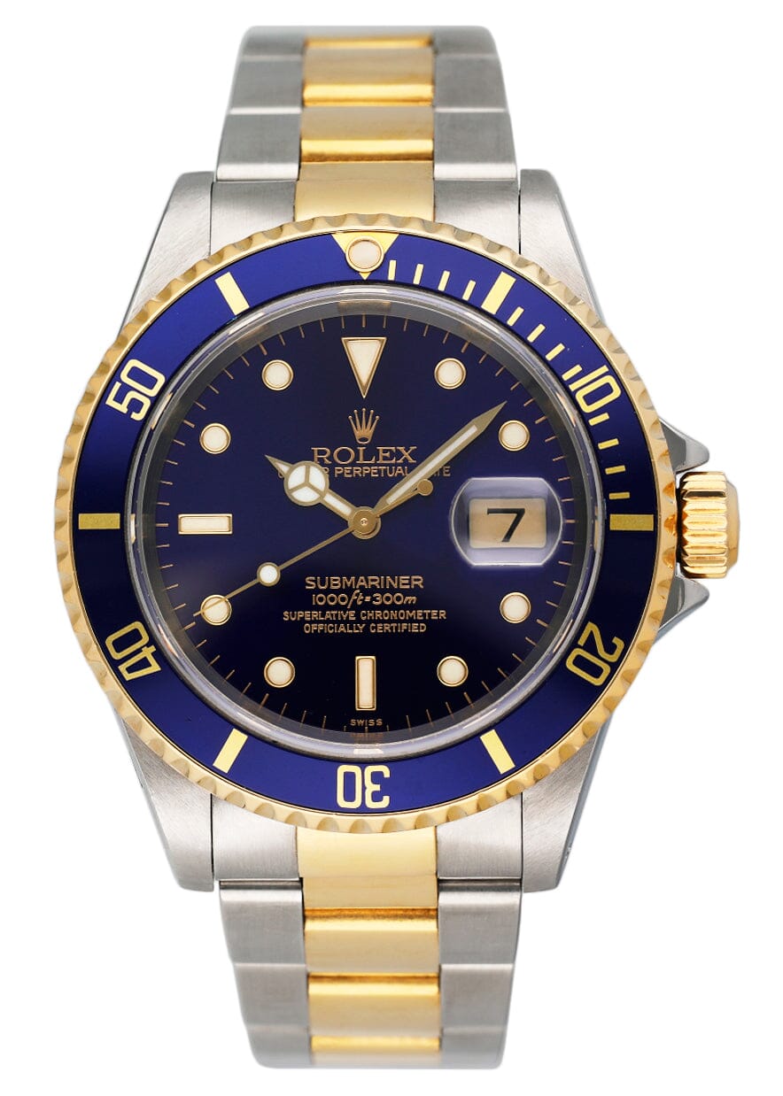 Rolex Submariner Date 16613 Blue Dial Mens Watch Box Papers - Watches