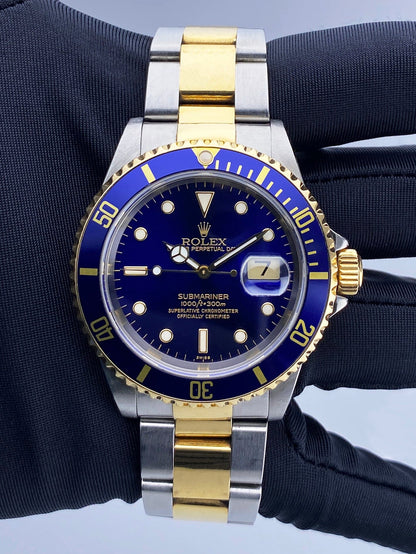 Rolex Submariner Date 16613 Blue Dial Mens Watch Box Papers - Watches