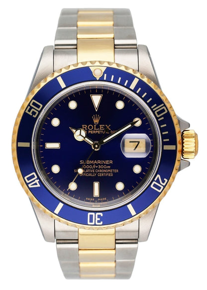 Rolex Submariner Date 16613 Blue Dial Mens Watch Box Papers - Wristwatch