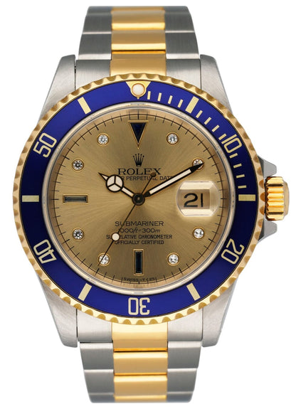 Rolex Submariner Date 16613 Serti Dial Mens Watch Box Papers - Virtual