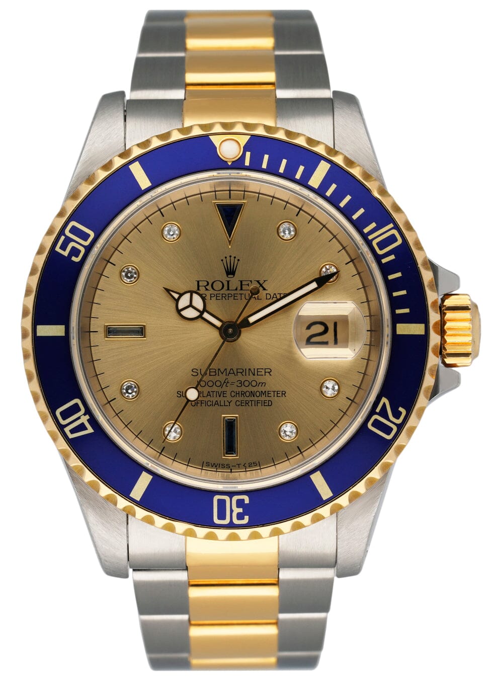 Rolex Submariner Date 16613 Serti Dial Mens Watch Box Papers - Virtual