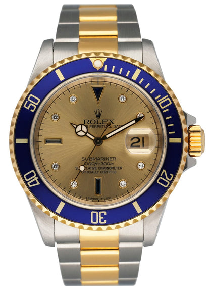 Rolex Submariner Date 16613 Serti Dial Mens Watch Box Papers - Virtual
