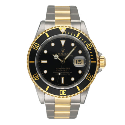 Rolex Submariner Date 16613 Two-Tone Mens Watch Box Papers