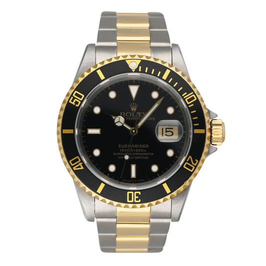 Rolex Submariner Date 16613 Two-Tone Mens Watch Box Papers