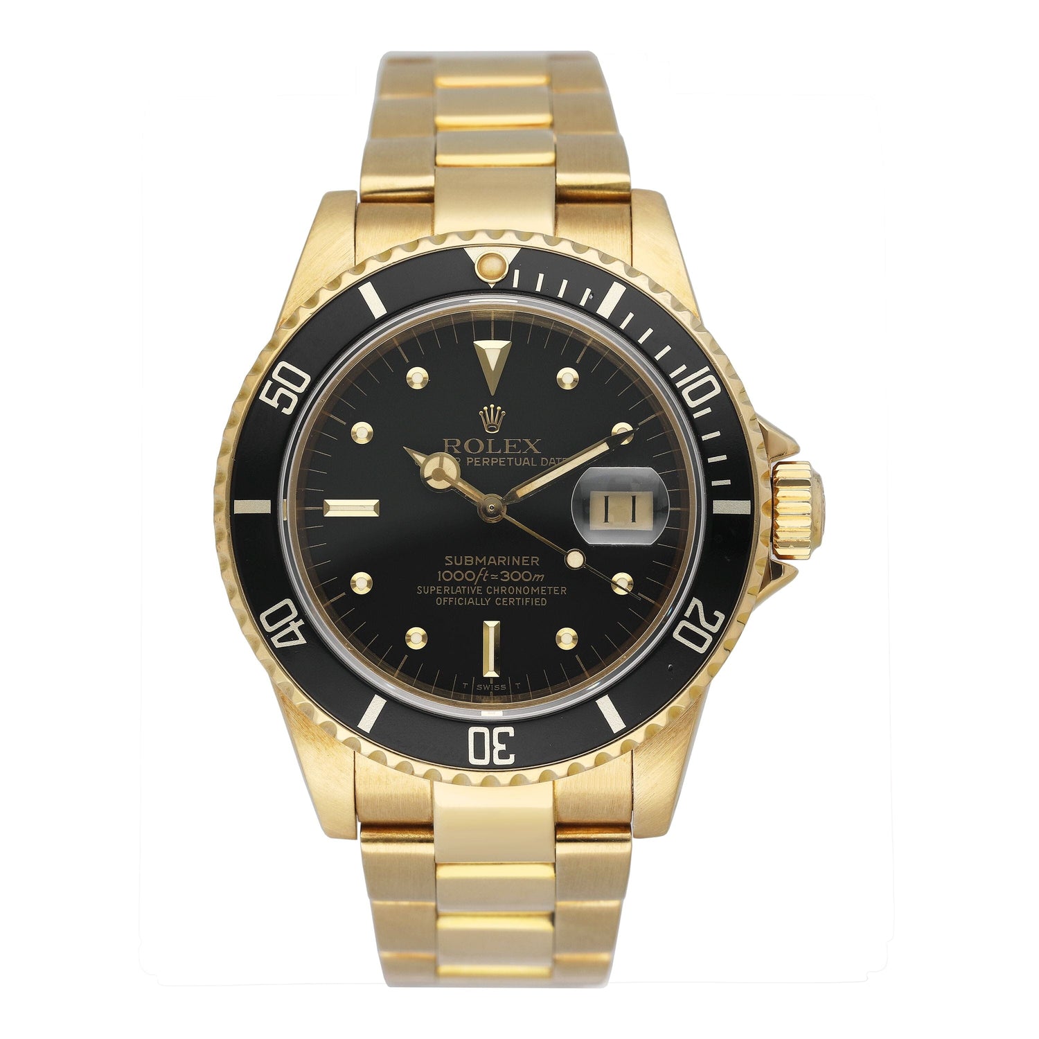 Rolex Submariner Date 16808 Black Nipple Dial Mens Watch Box Papers - Watches