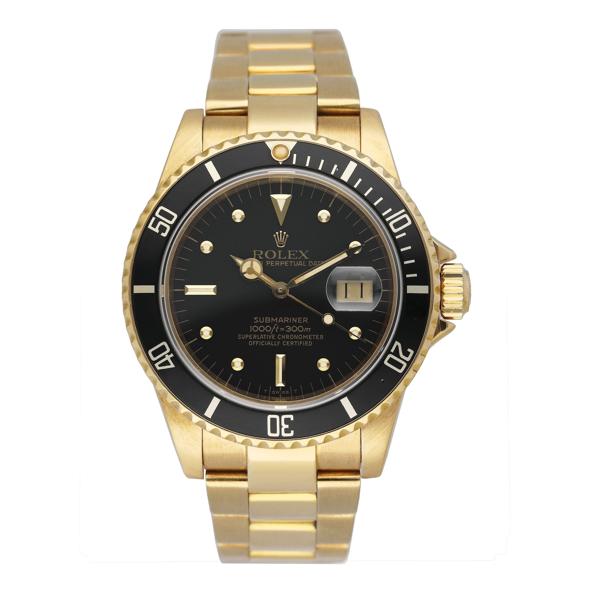 Rolex Submariner Date 16808 Black Nipple Dial Mens Watch Box Papers - Watches