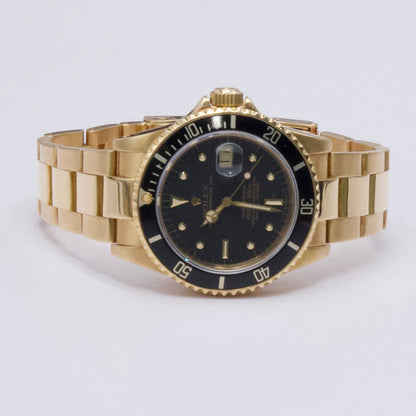 Rolex Submariner Date 16808 Black Nipple Dial Mens Watch Box Papers - Watches
