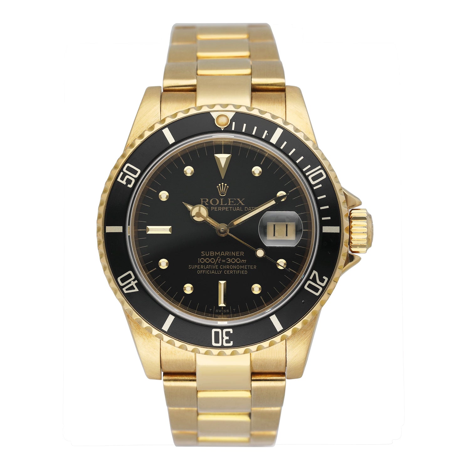 Rolex Submariner Date 16808 Black Nipple Dial Mens Watch Box Papers - Watches