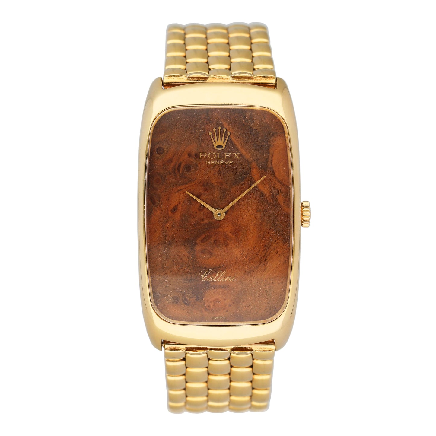 Rolex Vintage Cellini Wood Dial 18K Yellow Gold Watch