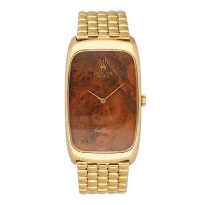 Rolex Vintage Cellini Wood Dial 18K Yellow Gold Watch