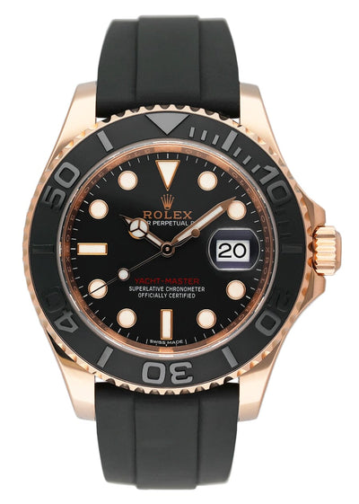 Rolex Yacht-Master 116655 Black Dial 18K Rose Gold Mens Watch Box Papers - Watches