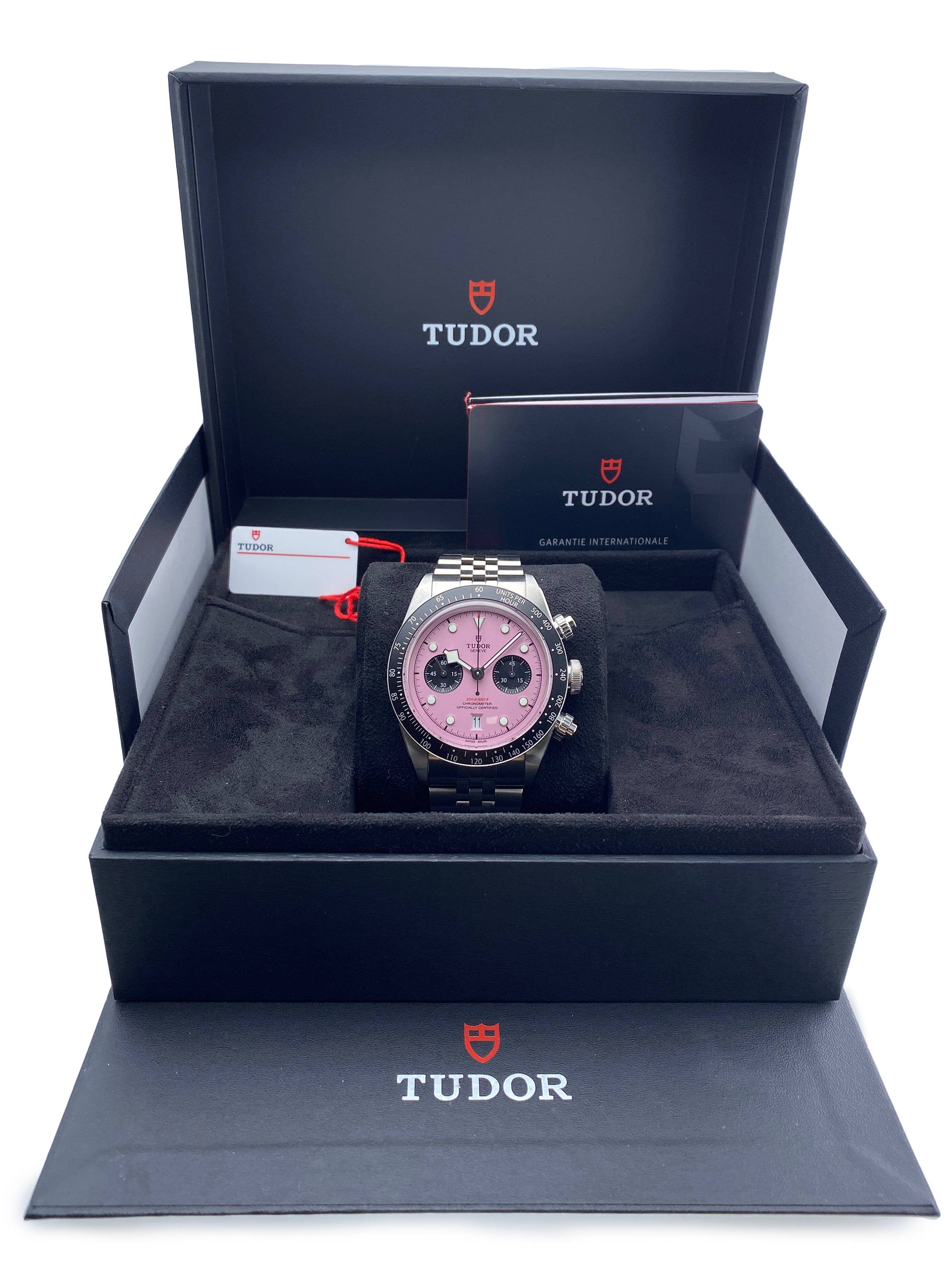 Tudor Black Bay Chrono 79360N Pink Dial Mens Watch Box – Phigora