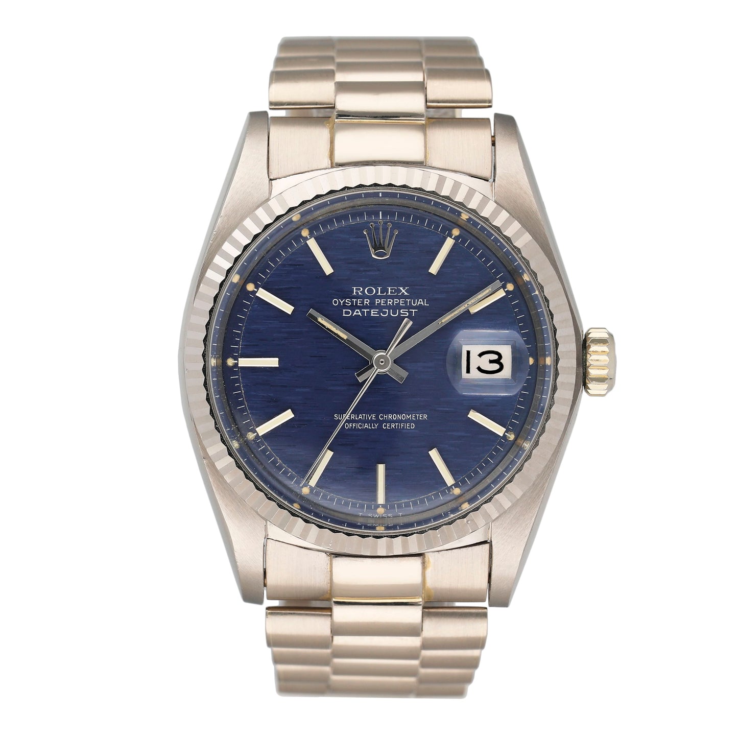Ultra Rare Rolex Datejust 1601 Blue Mosaic Dial Mens Watch
