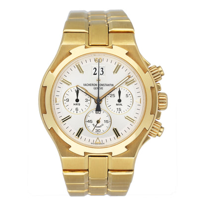 Vacheron Constantin Overseas 49140 Sliver Dial 18K Yellow Gold Mens Watch Box Papers