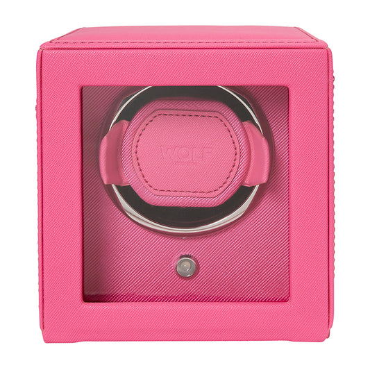 Watch Accessories -Cub Single Watch Winder with Cover - Tutti Frutti Pink