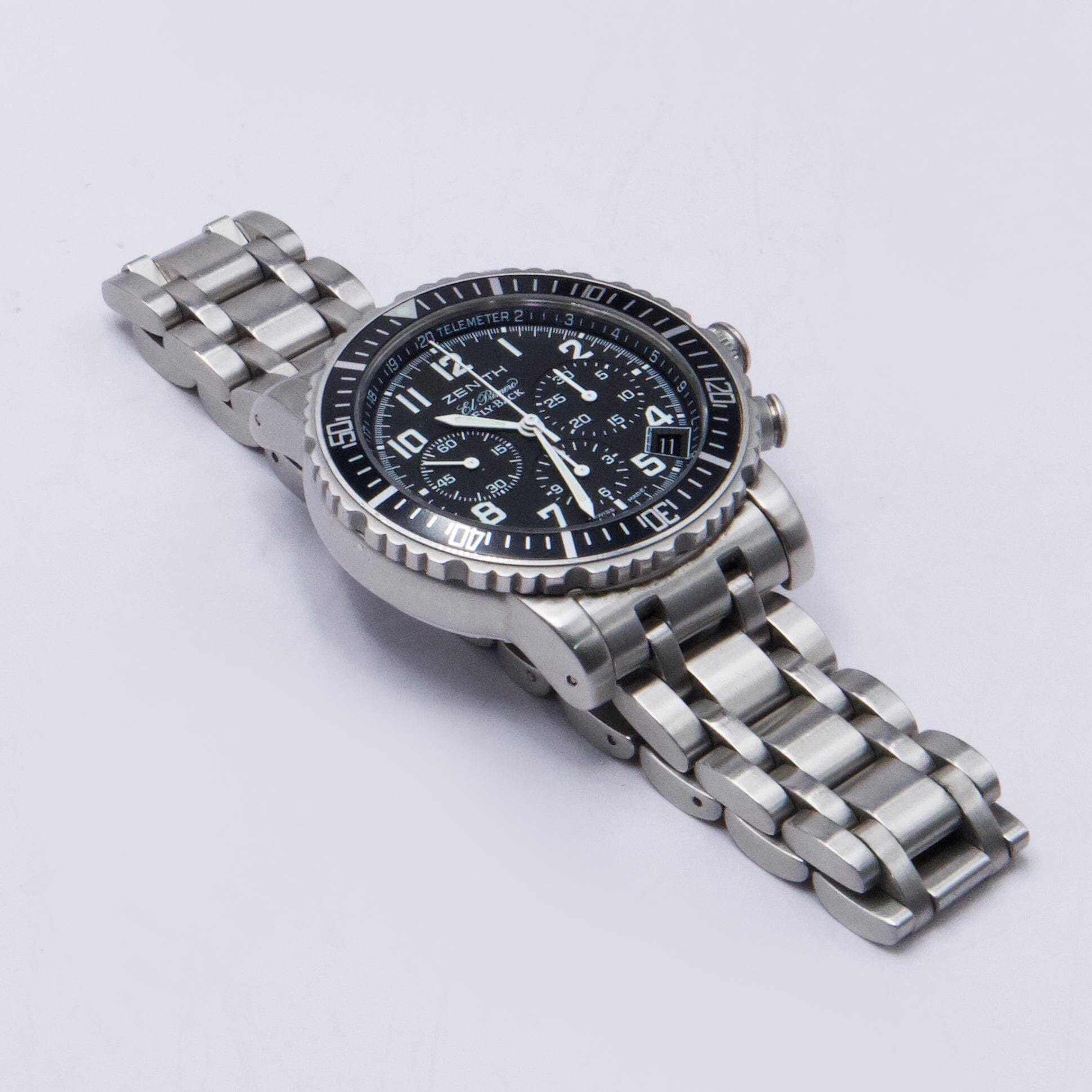 Zenith El Primero Rainbow Flyback 1/02.0470.405 Black Dial Steel Mens Watch Box Papers - Watches
