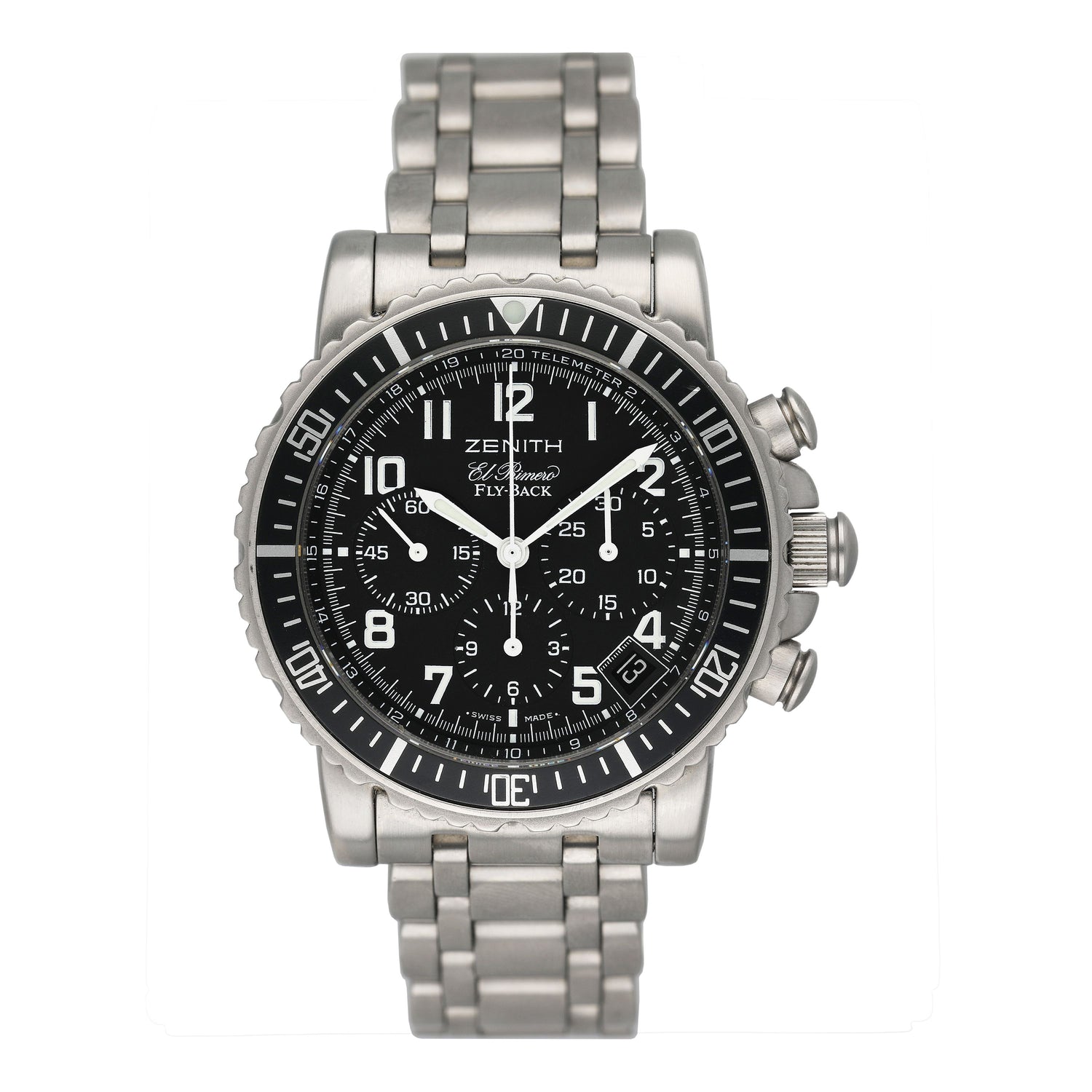 Zenith El Primero Rainbow Flyback 1/02.0470.405 Black Dial Steel Mens Watch Box Papers - Watches