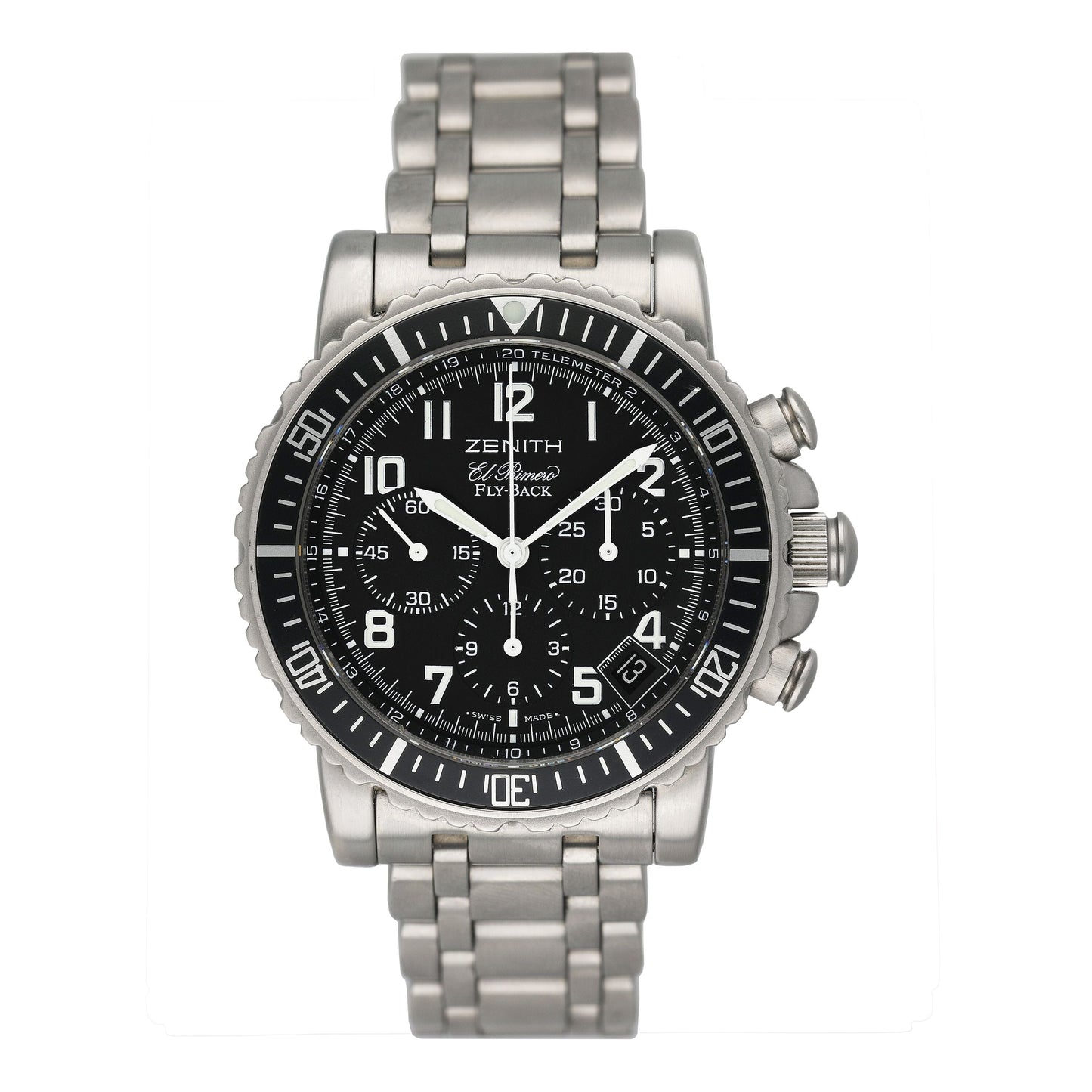 Zenith El Primero Rainbow Flyback 1/02.0470.405 Black Dial Steel Mens Watch Box Papers - Watches