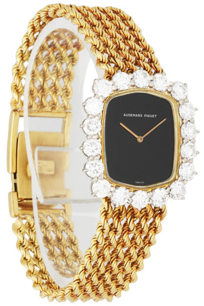 Audemars Piguet Black Dial Diamond Bezel Ladies Watch