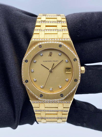 Audemars Piguet Royal Oak Diamond Champagne Dial 18K Yellow Gold Mens Watch - Watches