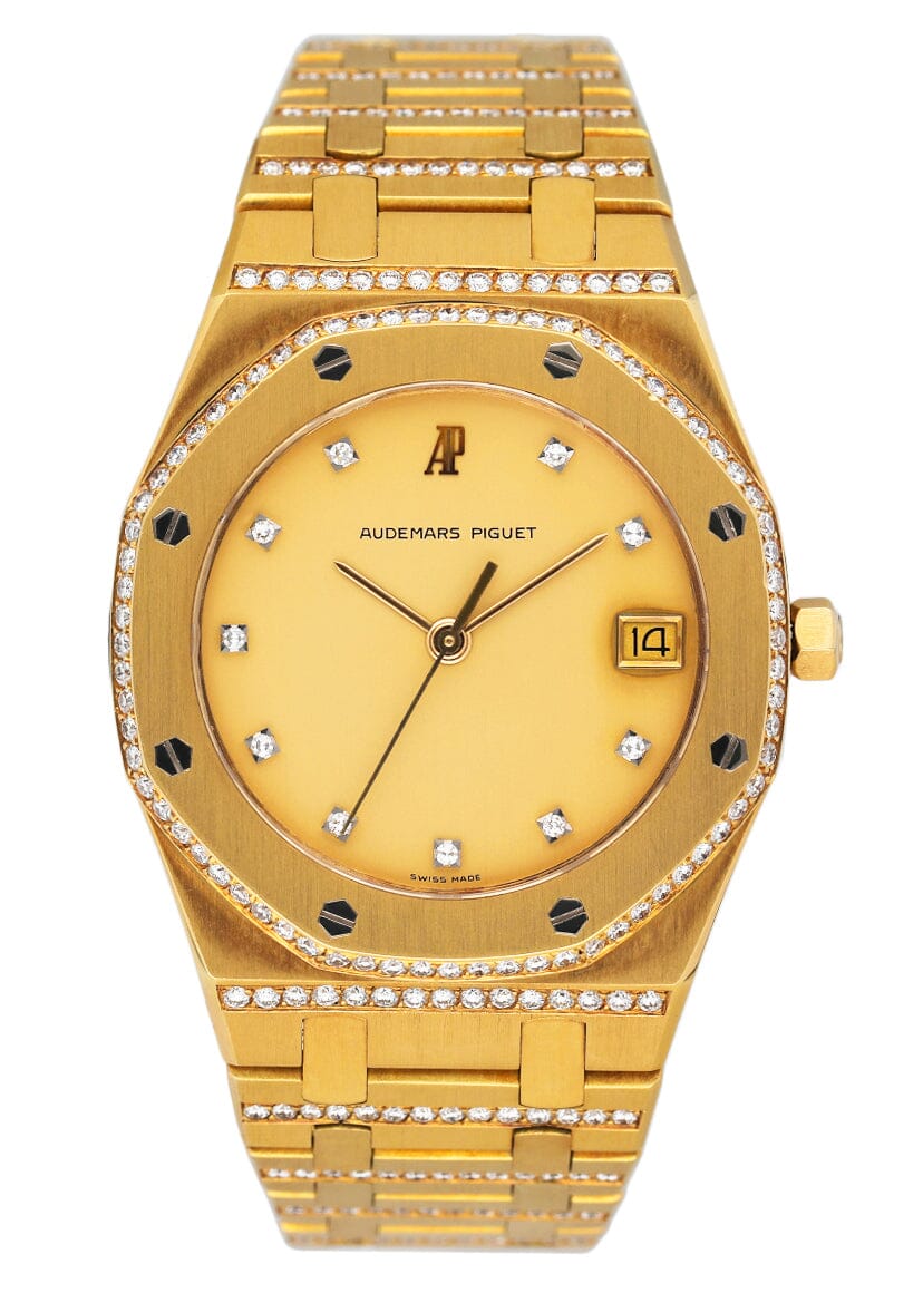 Audemars Piguet Royal Oak Diamond Champagne Dial 18K Yellow Gold Mens Watch - Watches