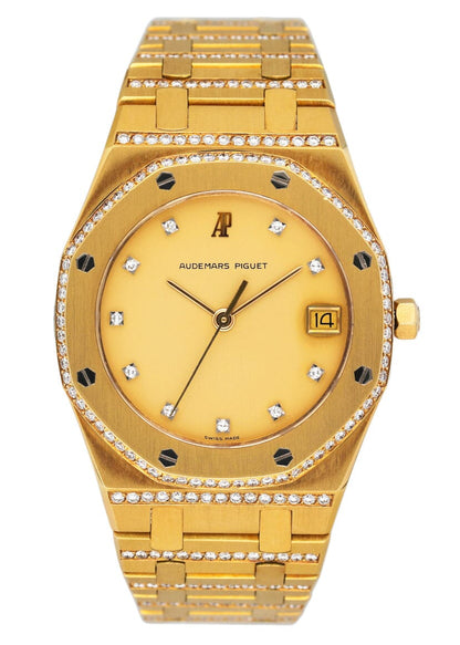 Audemars Piguet Royal Oak Diamond Champagne Dial 18K Yellow Gold Mens Watch - Watches