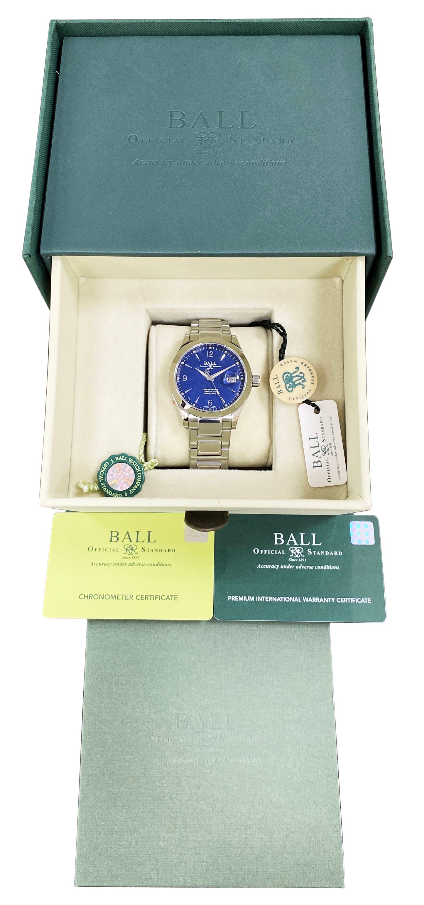 BALL Engineer III Ohio Chronometer Blue Dial Mens Watch Box Papers - Wristwatch
