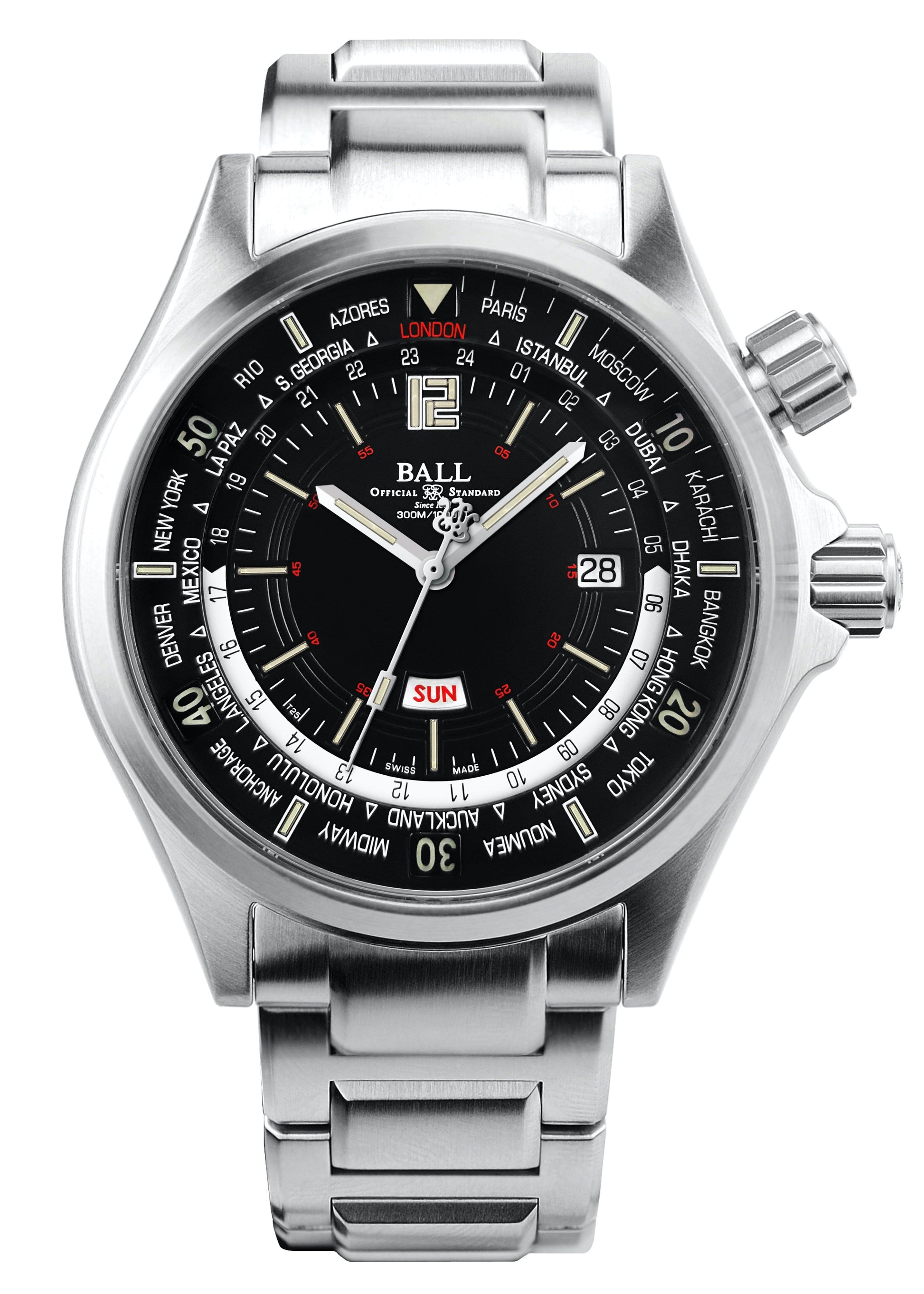 Ball Engineer Master II Diver Worldtime DG2022A Black Dial Mens Watch With Box - Wristwatch