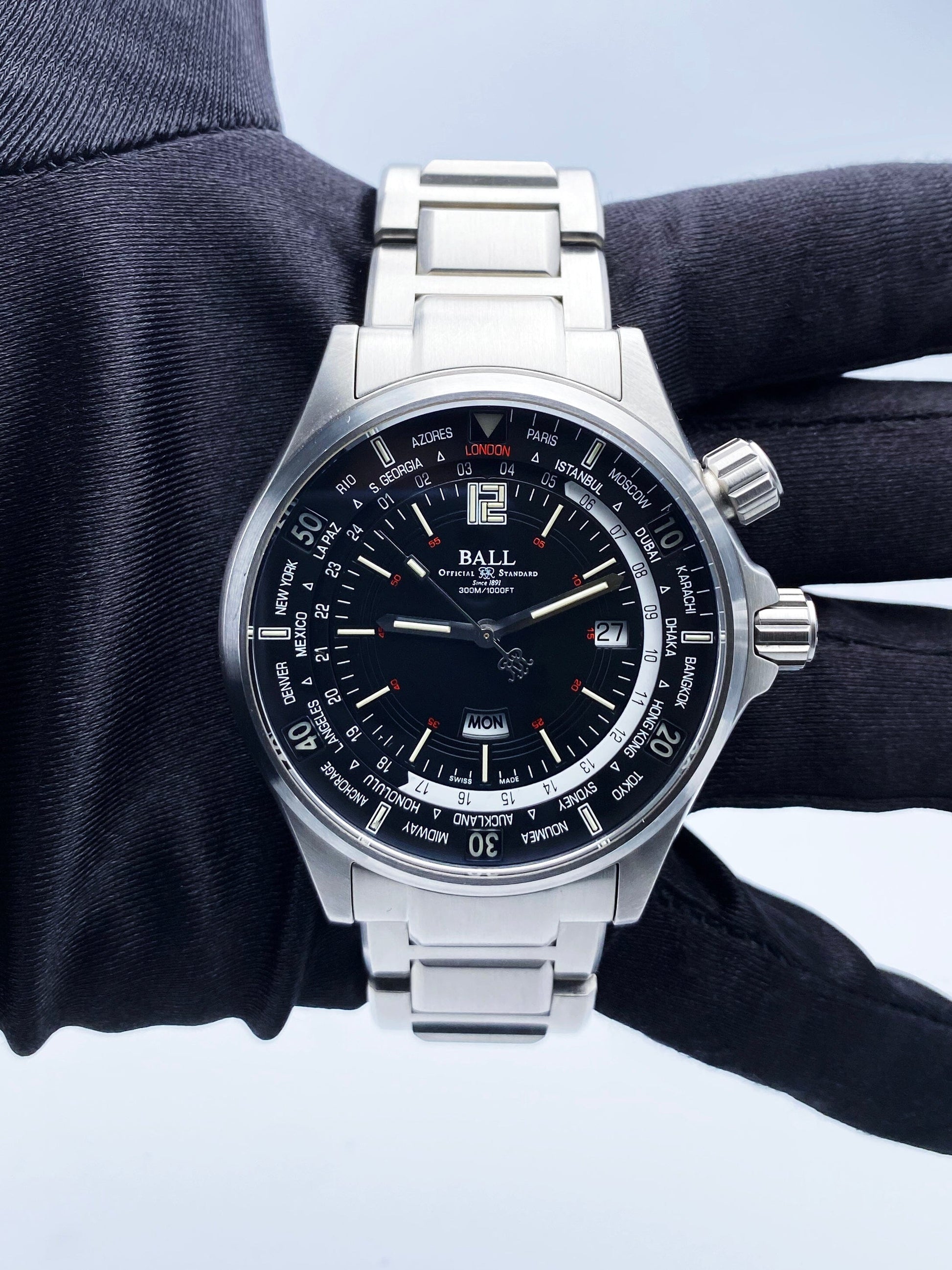 Ball Engineer Master II Diver Worldtime DG2022A Black Dial Mens Watch With Box - Wristwatch