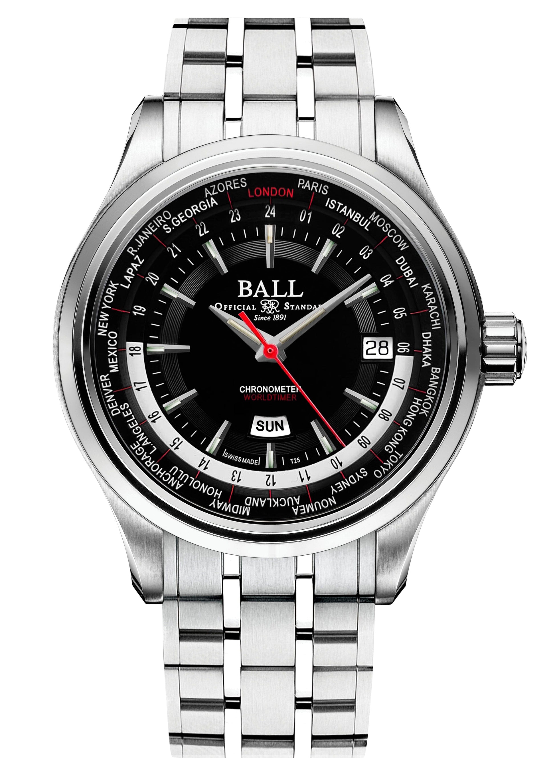 BALL Worldtime GM2020D-S1CJ-BK Mens Watch Box Papers - Wristwatch