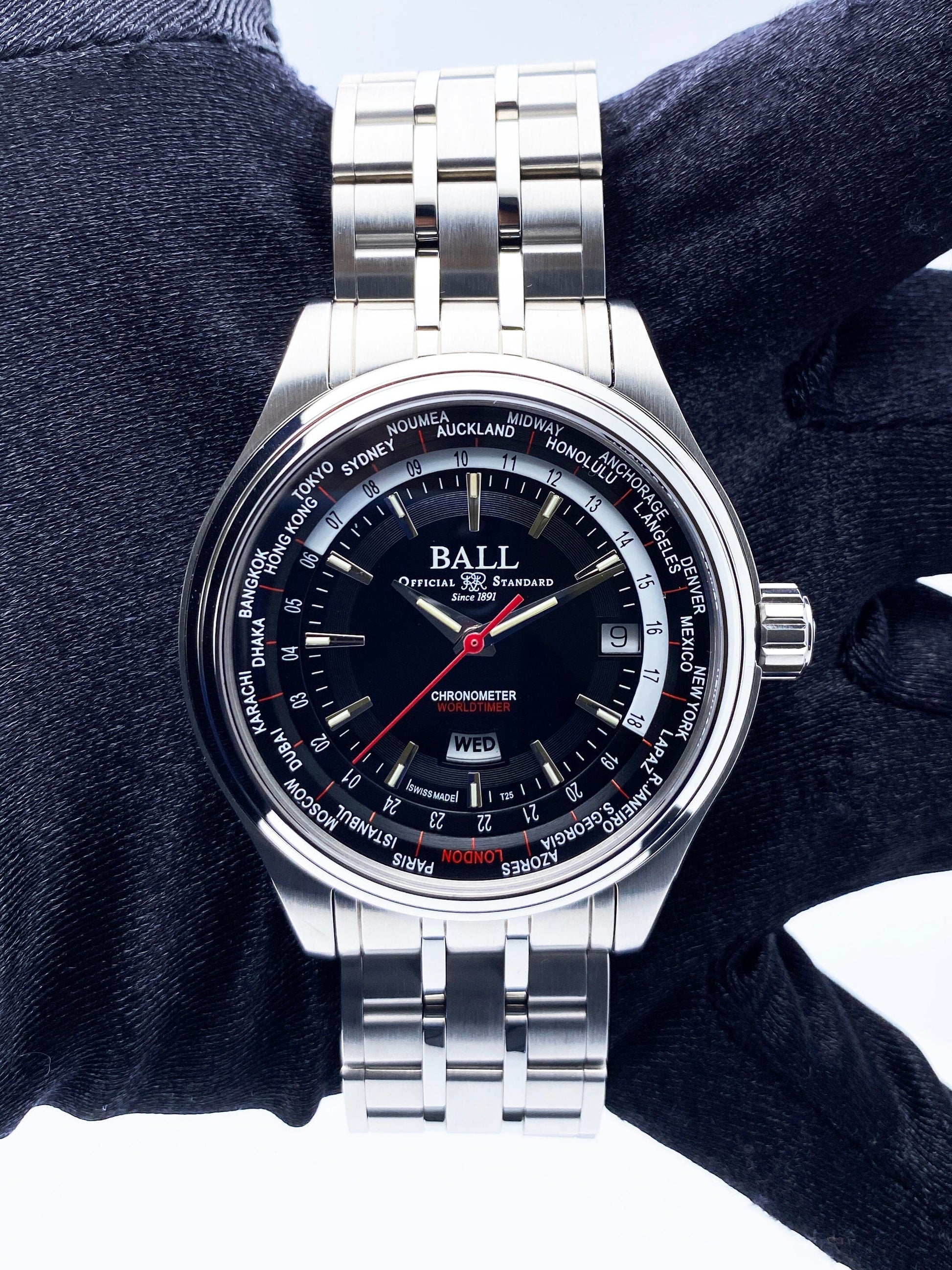 BALL Worldtime GM2020D-S1CJ-BK Mens Watch Box Papers - Wristwatch