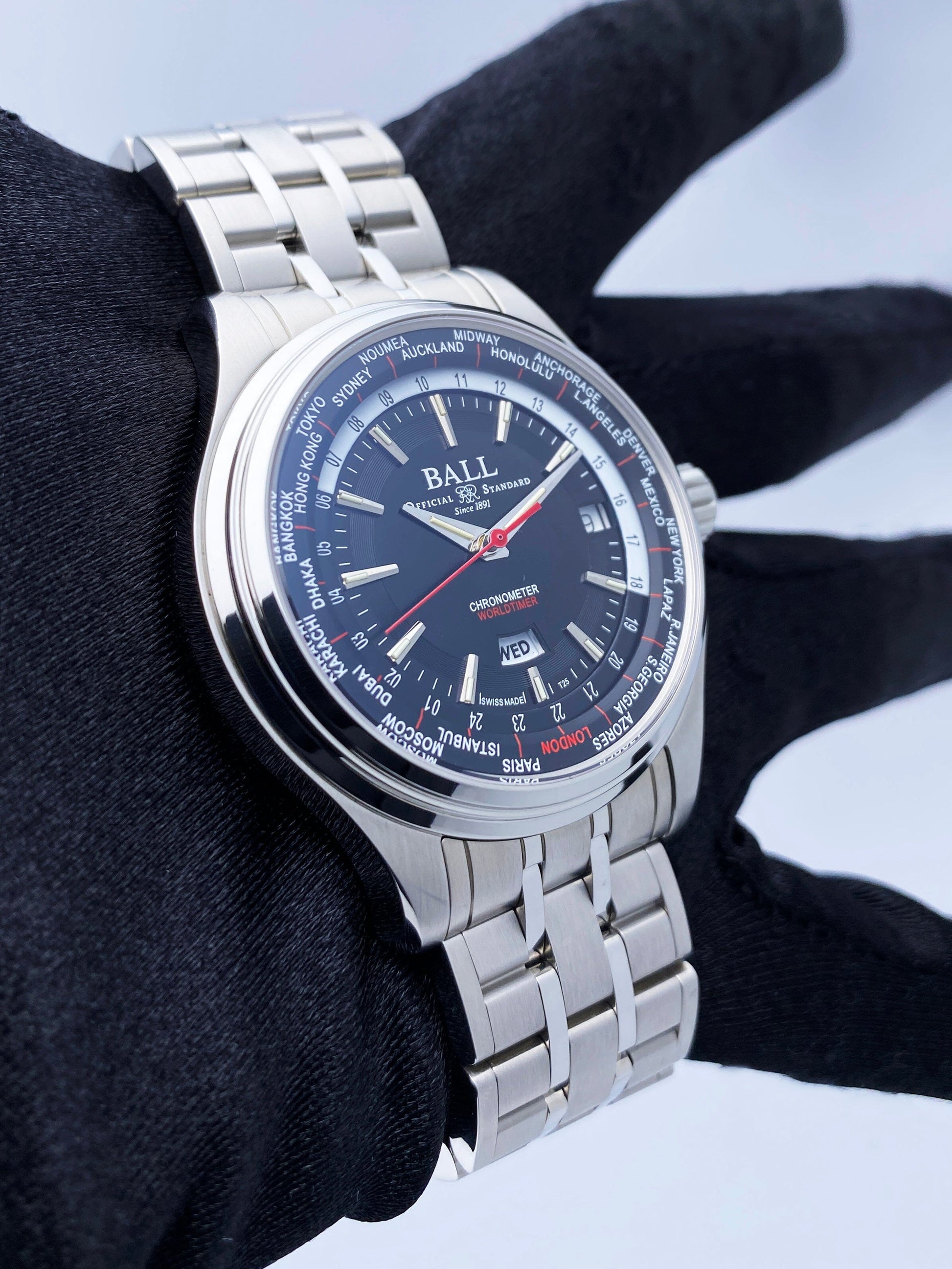 BALL Worldtime GM2020D-S1CJ-BK Mens Watch Box Papers - Wristwatch