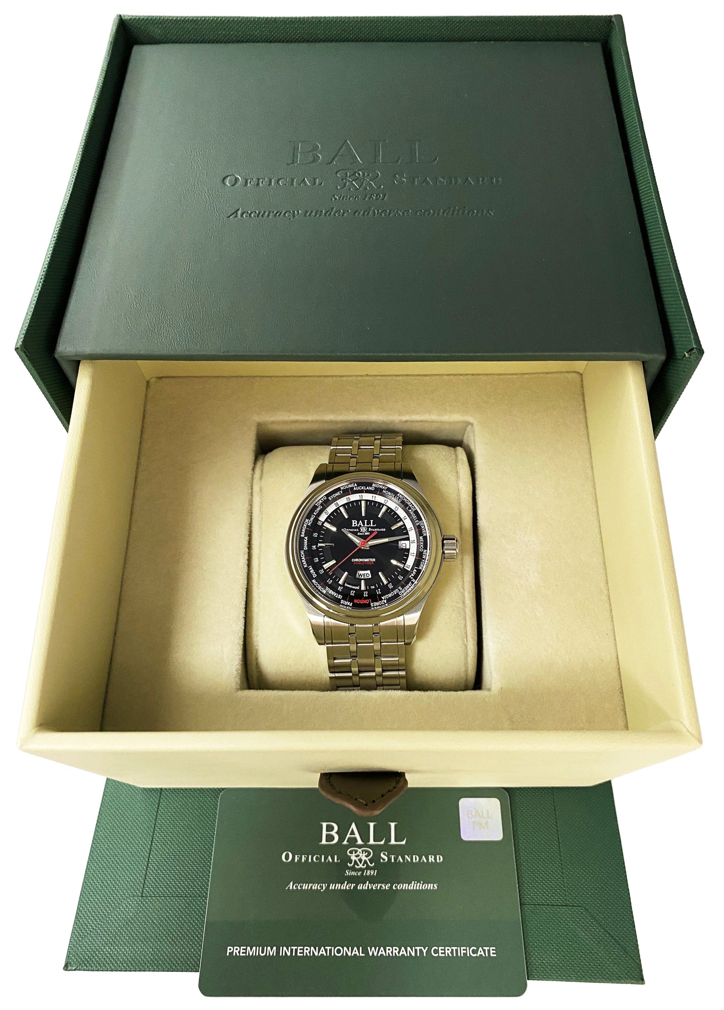 BALL Worldtime GM2020D-S1CJ-BK Mens Watch Box Papers - Wristwatch