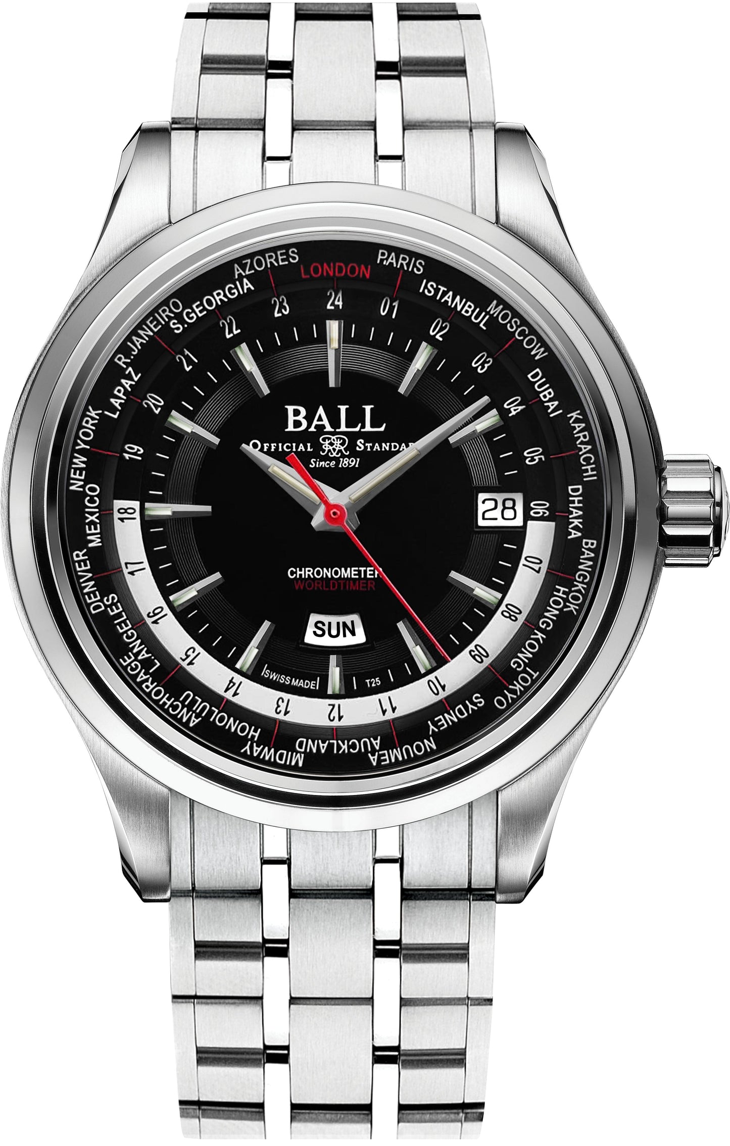 BALL Worldtime GM2020D-S1CJ-BK Mens Watch Box Papers - Wristwatch