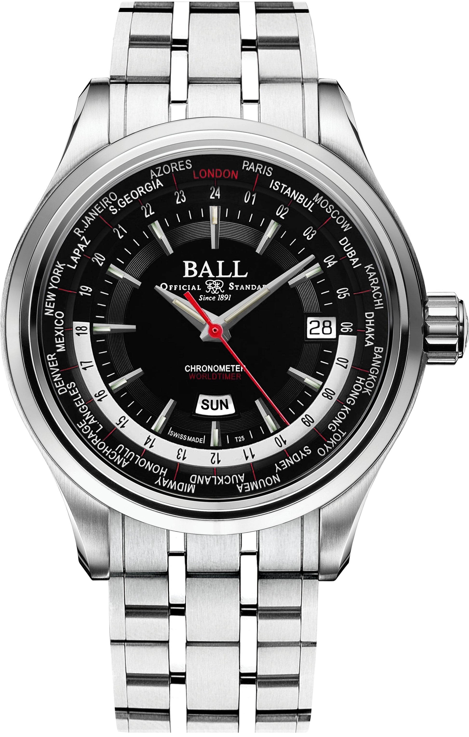 BALL Worldtime GM2020D-S1CJ-BK Mens Watch Box Papers - Wristwatch
