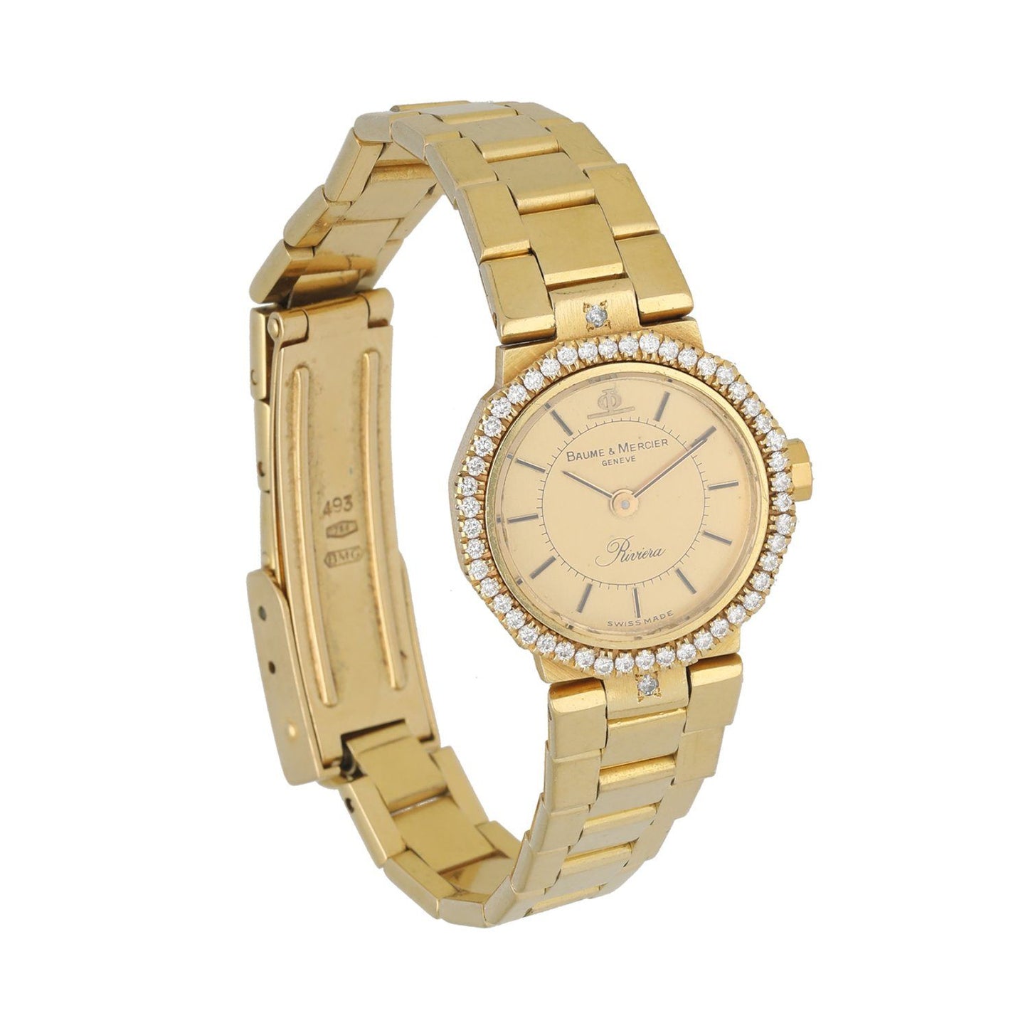 Baume & Mercier 18k Yellow Gold Diamond Bezel Ladies Watch - Wristwatch