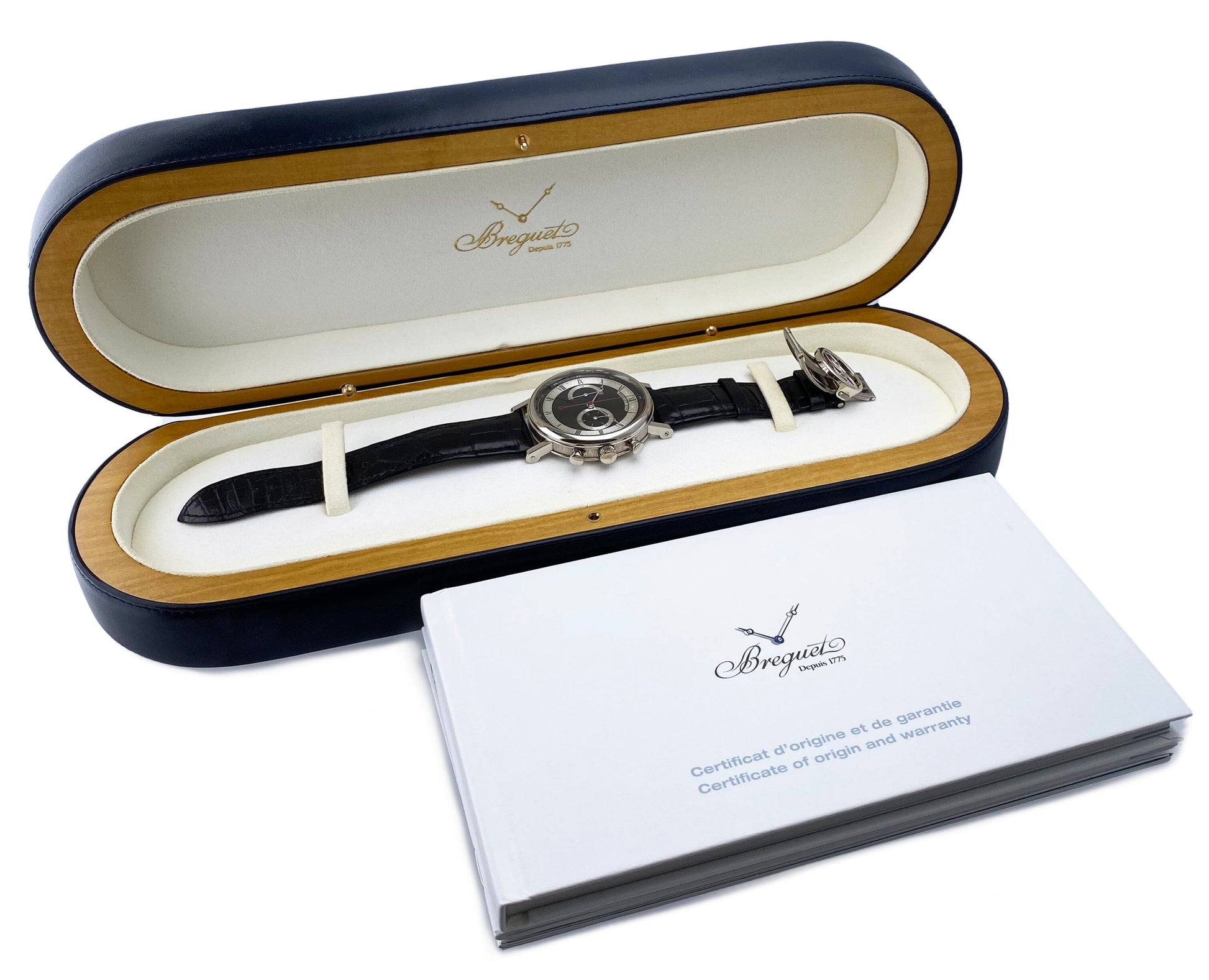 Breguet Classique 5287 Chronograph White Gold Mens Watch Box Papers