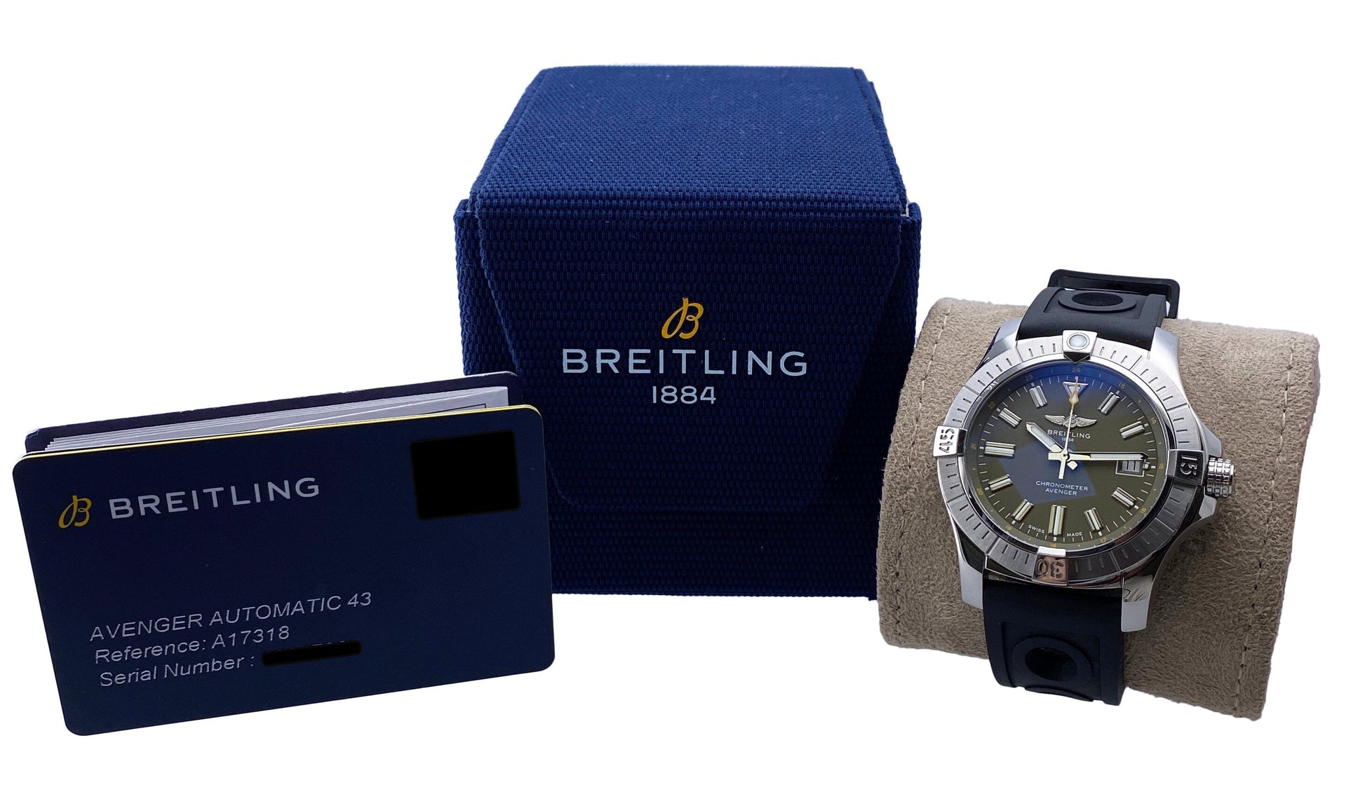 Breitling Avenger Automatic 43 A17318 Green Dial Mens Watch Box Papers - Wristwatch