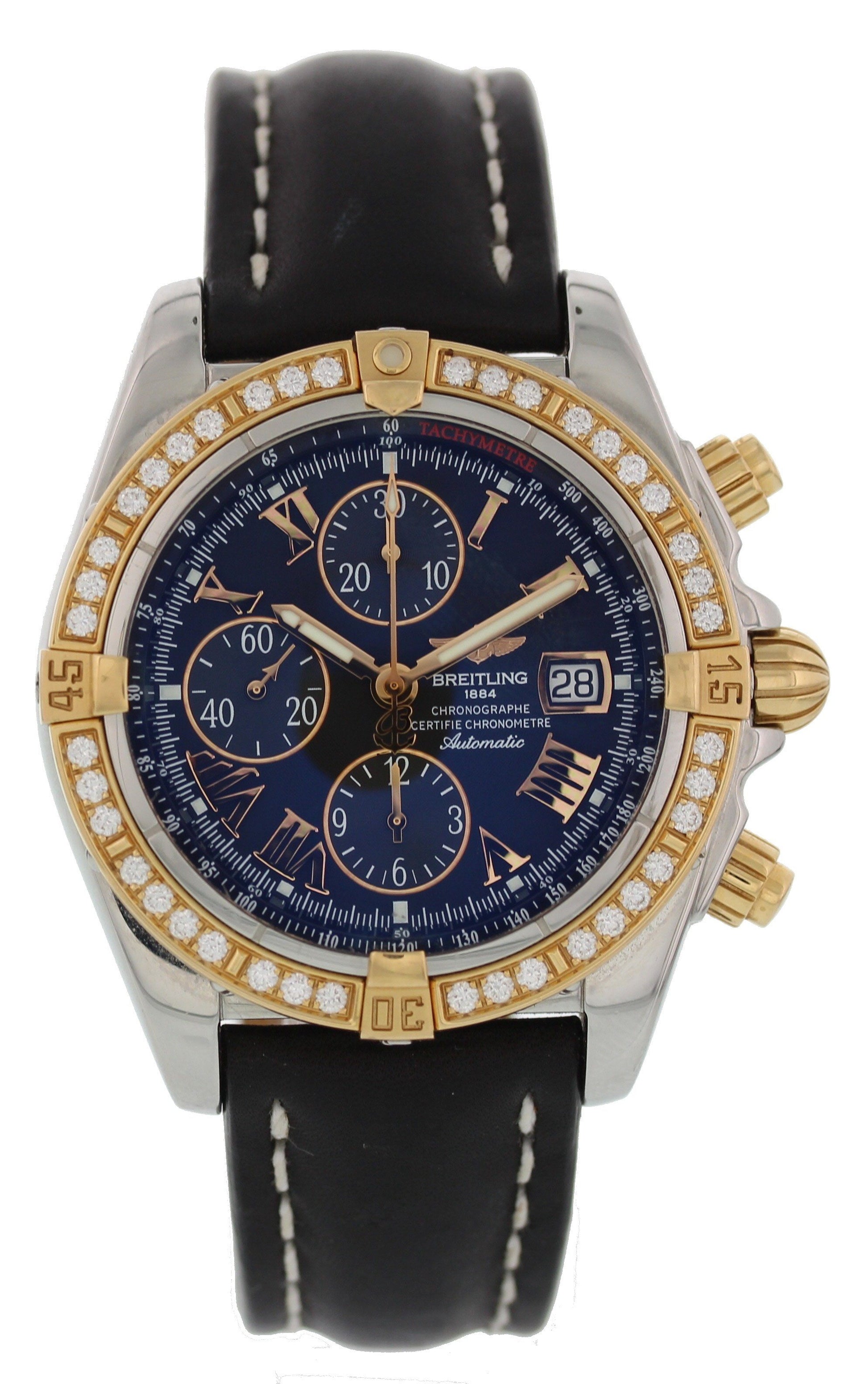 Breitling Chronomat Evolution 18k Rose Gold C13356 Diamonds With Box And Papers
