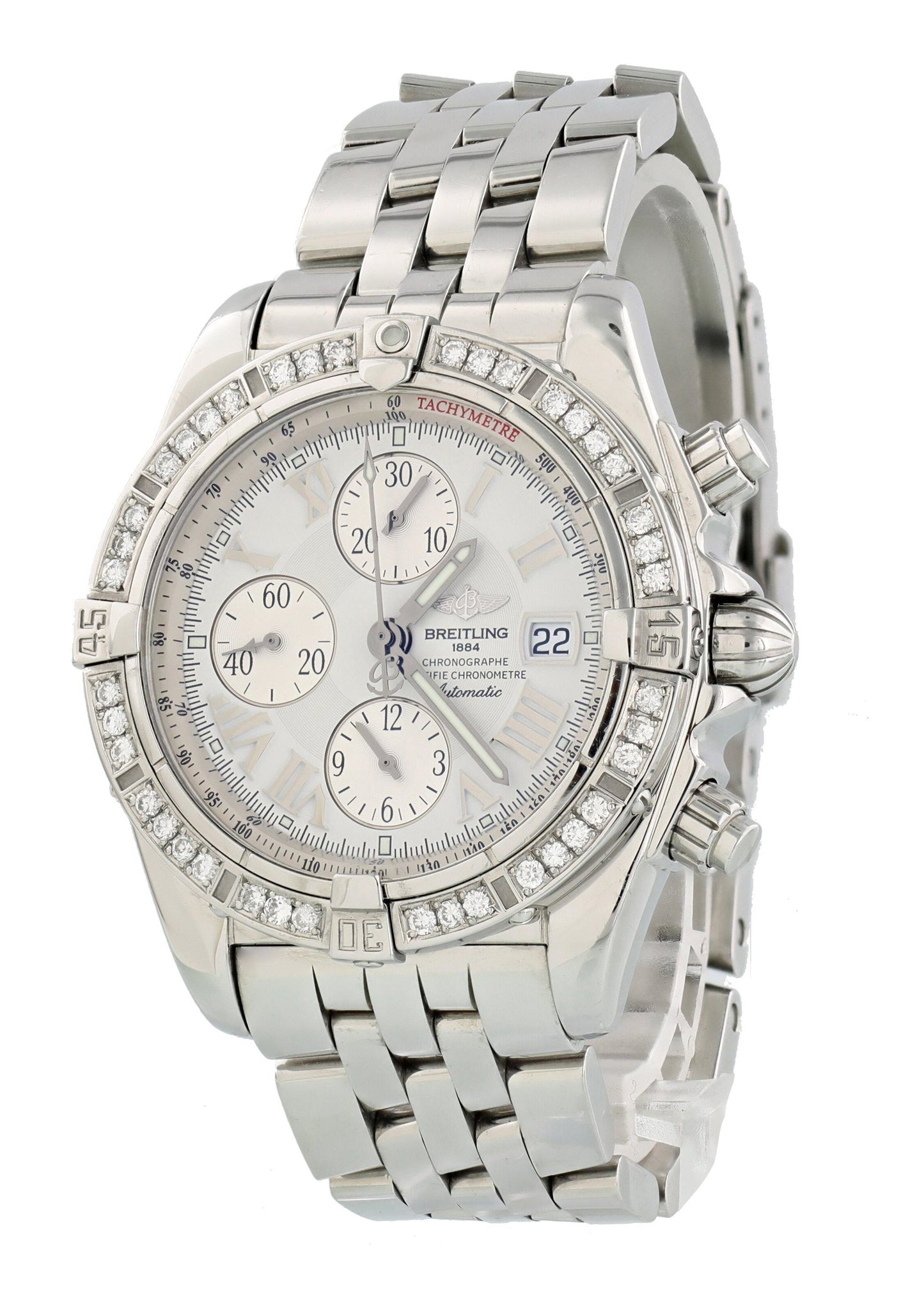 Breitling Chronomat Evolution A13356 Diamond Bezel Mens Watch - Wristwatch