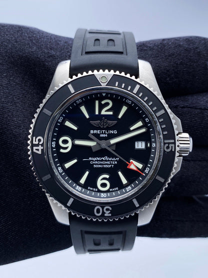 Breitling Superocean Automatic 42 A17366 Black Dial Mens Watch Box Papers - Wristwatch